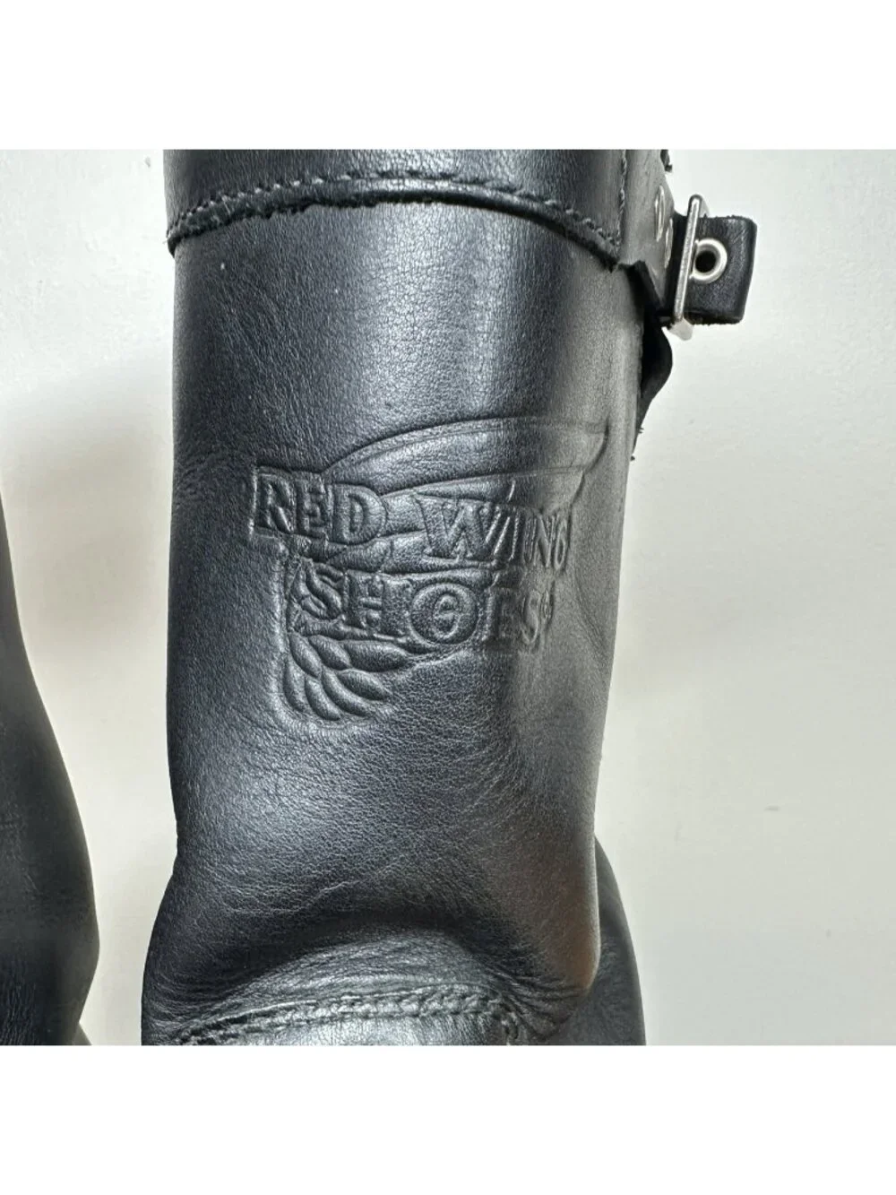 Red Wing 988 Engineer Boots Mens 11 D Black Leather Steel Toe Vibram Biker